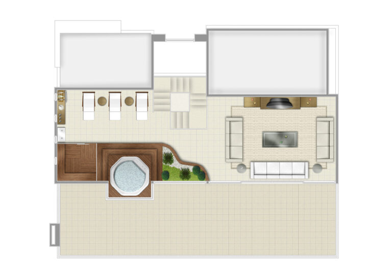 planta do mezanino da segunda Mansão Juquehy - São Sebastião - 70 - Condomínio de casas mansões, projeto e construção da RRG construtora e Incorporadora.