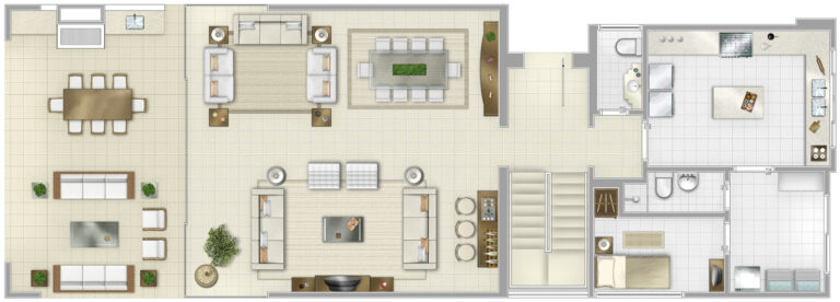 planta do andar térreo da Mansão Juquehy - São Sebastião - 70 - Condomínio de casas mansões, projeto e construção da RRG construtora e Incorporadora.